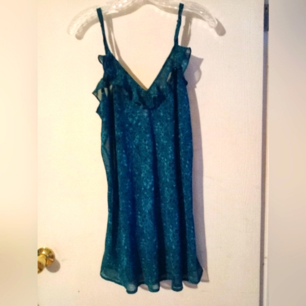 Morgan‎ Taylor Intimates Teal Sheer Nightie Slip Dress | M